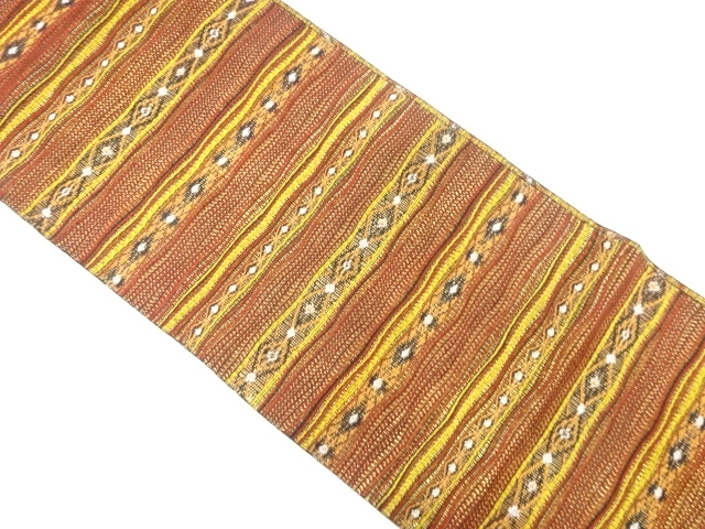 JAPANESE NAGOYA OBI / WOVEN STRIPE & RHOMBUS